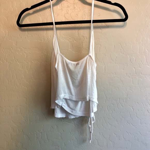 Fashion Nova Crop Top cross tie front sheer - Picture 2 of 5